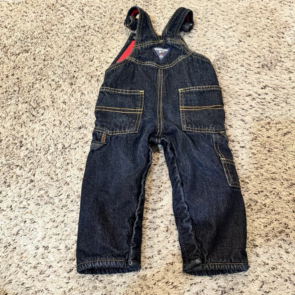 Oshkosh Denim Lined Red Overalls Size‎ 12 Months